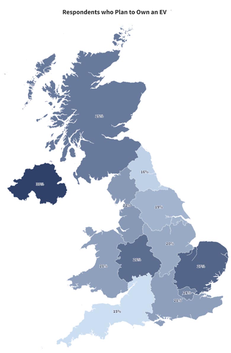 Number of respondents who plan to own an ev map